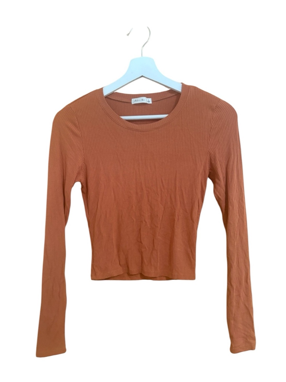 Nordstrom Size Small Orange Ribbed Long-Sleeve Shirt